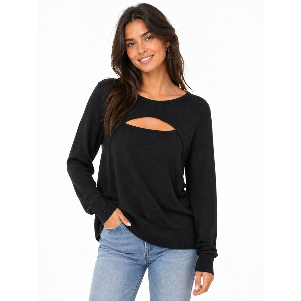 NWT Torrid Black Cutout Pullover Sweater 3X Plus Size Soft Knit Long Sleeve